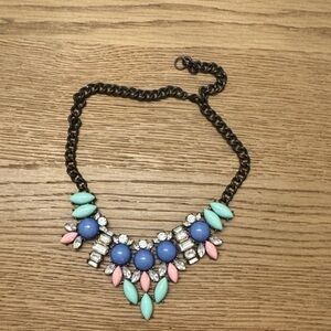 Elegant Blue and Pink Statement Necklace